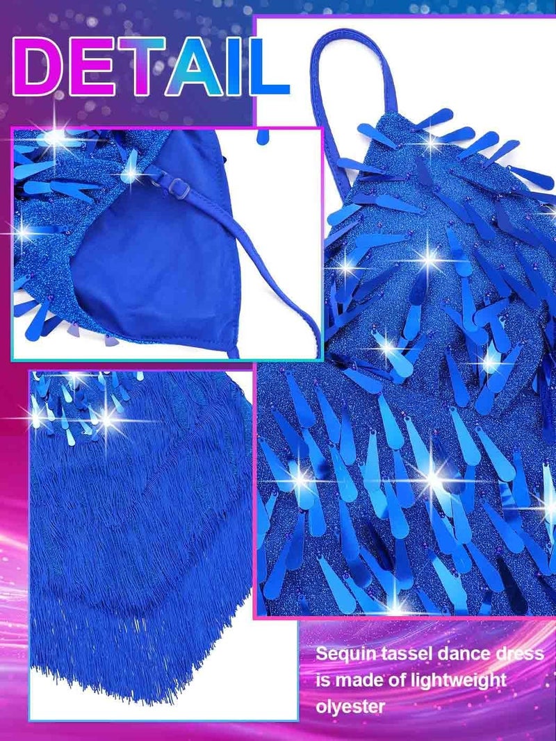 Nicute Salsa Latin Dance Dress Sequin Fringe Flapper Dress Tassel 1920s Vintage Tango Ballroom Dresses Costume for Women - Image 3